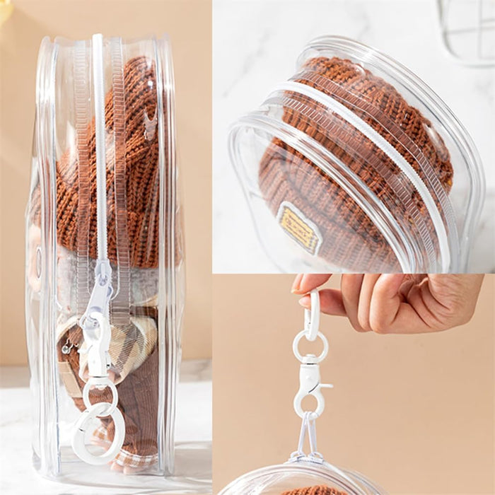 AZONEE Clear Bag Keychain for LABUBU Plush Doll, Hanging Display Case, Protective PVC Storage Box, Clear Case for Labubu, Protective Case for Labubu