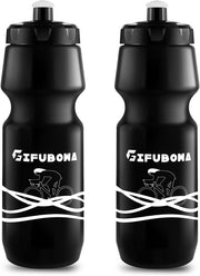 Bike Water Bottles 24oz Bicycle Mtb Road Mountain Bottle Squeeze 750ml Bpa Free for Cycling Sport 2 Pack - Black 2 pack