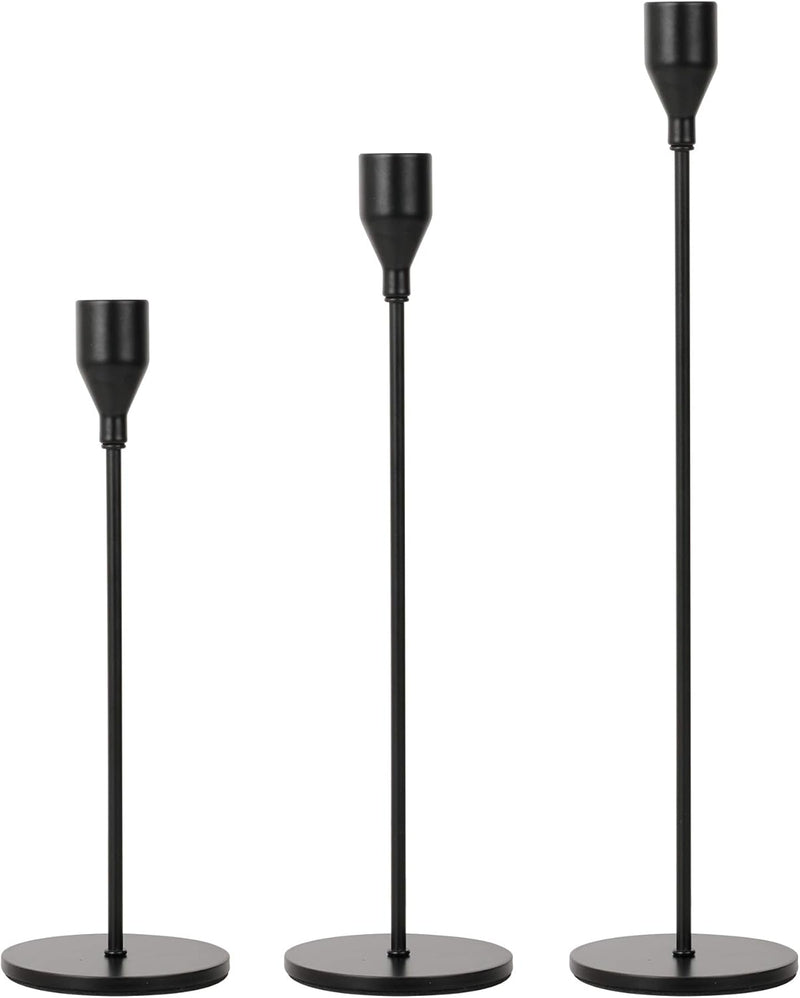 Lobolighting Black Candlesticks Holders Set of 3, Black Taper Candles Holders for Candlestick, Modern Farmhouse Decor Mantle Fireplace Dinner Table Centerpieces Decoration