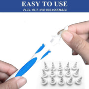 FITTO Q-Grips Earwax Remover, Spiral Ear Wax Removal, 16 Pcs Ear Cleaner with Soft Replacement Tips, Safe & Flexible Ear Wax Removal Kit for Adults and Kids, Portable Ear Cleaner for Home and Travel