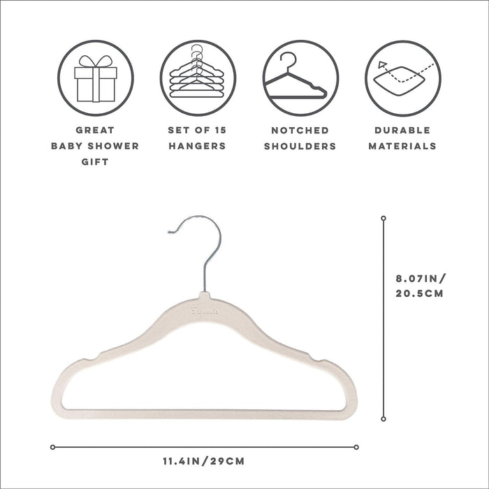 3 Sprouts Baby Hangers, Non-Slip Velvet Hangers, Kids Hangers - Pack of 15 - Pink