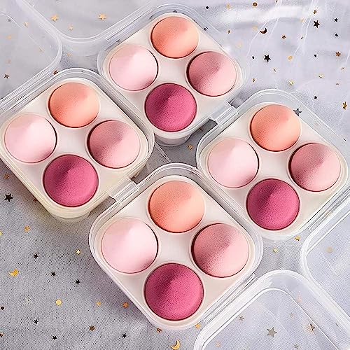 ECVV [4 Pack] Beauty Blender Complexion Makeup Sponge, Beauty Foundation Blending Sponge Ideal for women Makeup Highlighters, Powder, Cream or Liquid Application, Assorted Color