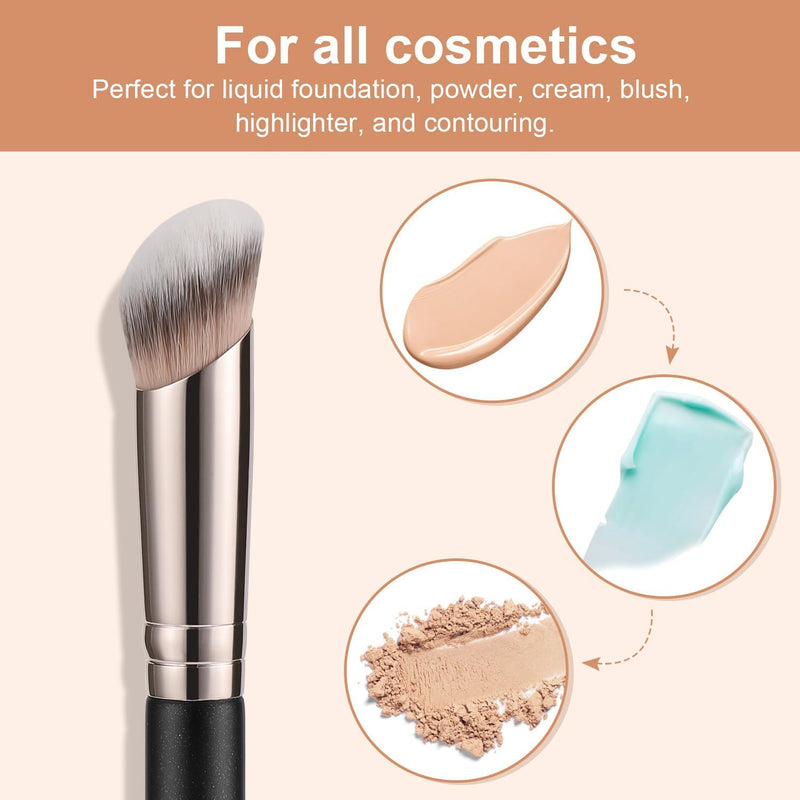 TEOYALL Angled Foundation Contour Brush, Synthetic Kabuki Brush for Concealing Blending Setting Buffing with Liquid, Cream and Powder Cosmetic (170S)