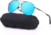 Aviator Sunglasses for Men Polarized Women UV Protection Lightweight Driving Fishing Sports Unisex glasses MX208 - Grey Frame Blue Lens