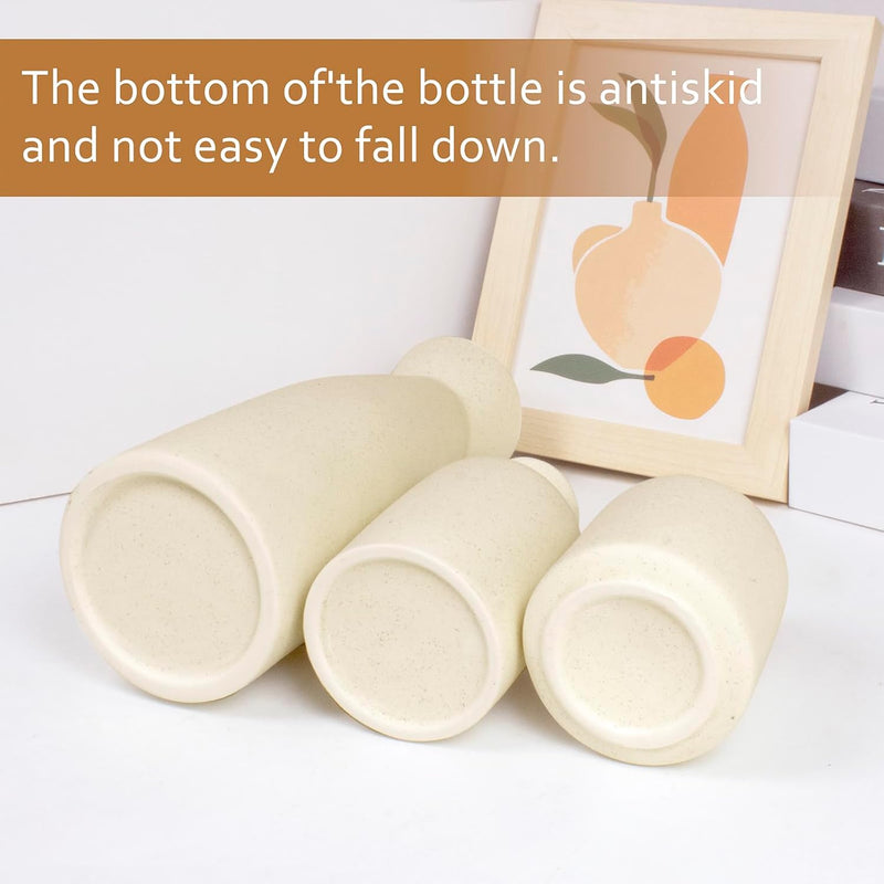 Heifgott Beige Ceramic vase Set-3 Small Flower vases for Decor,Modern Home Decor, Vases for Decor,Pampas Grass Vase,Dried Flowers Vases,Living Room,Table Shelf, Centerpieces Decoration