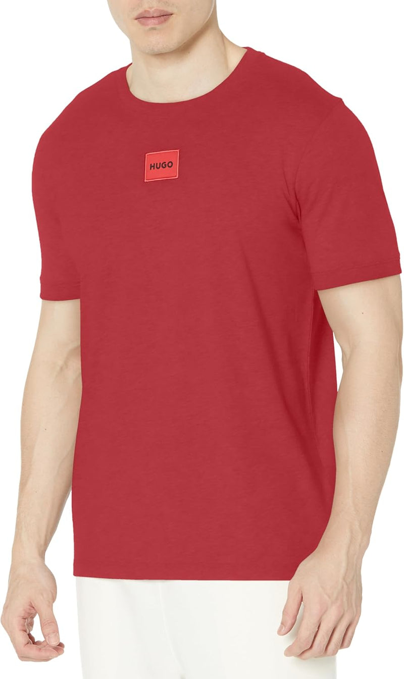 mens Ribbed Crew Neck Regular Fit Center Logo T-shirt T-Shirt - Cabernet Red