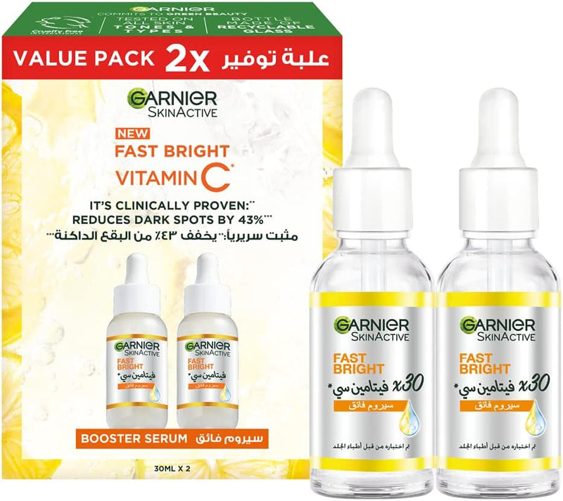 Garnier Skinactive Fast Bright 30x Vitamin C+ Serum 30 ml - 30 ml Twin Pack Fast Bright Serum