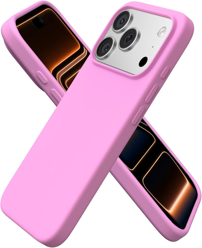 ORNARTO Compatible with iPhone 17 Pro Case 6.3", Slim Liquid Silicone 3 Layers Full Covered Soft Gel Rubber 17 Pro Phone Cases Cover 6.3 inch-Chalk Pink - Cherry Blossom