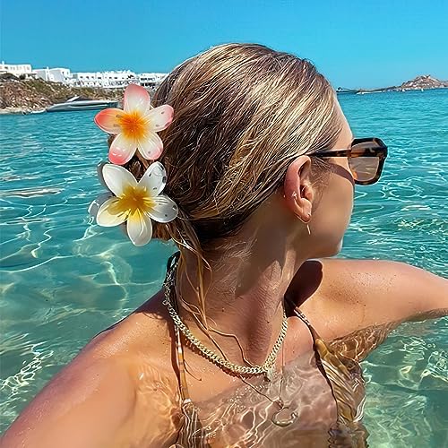 GQLV Flower Hair Claw Clips-4PCS Large Claw Clips for Thick Hair,Strong Hold Nonslip Hair Clips for Women,Hawaiian Flower Claw Clips,Cute Hair Clips,Banana Clip for Thin Hair,Hair Accessories for