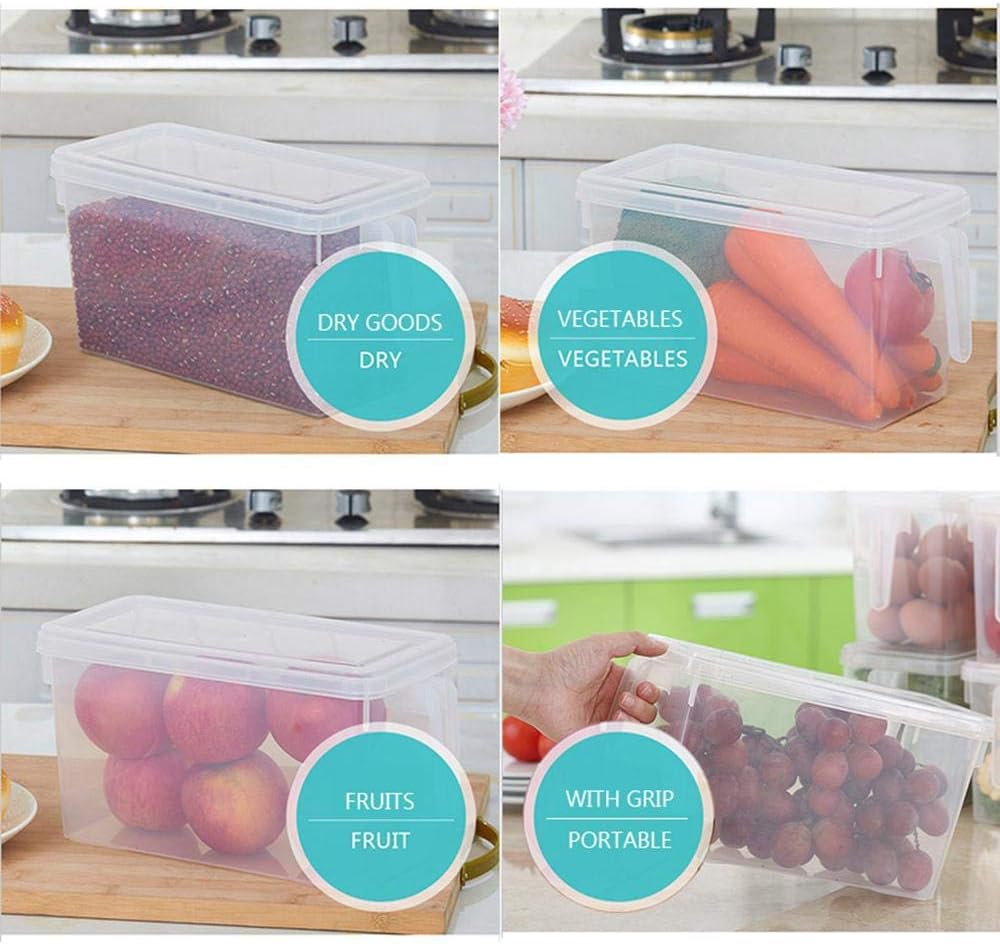 In-House Food Storage Boxes With Lids Freezer Safe Volwco 3 Pcs 4.7L Large Plastic Kitchen Refrigerator Stackable Food Fruit Storage Containers With Handle(Assorted Colours), Na-37746