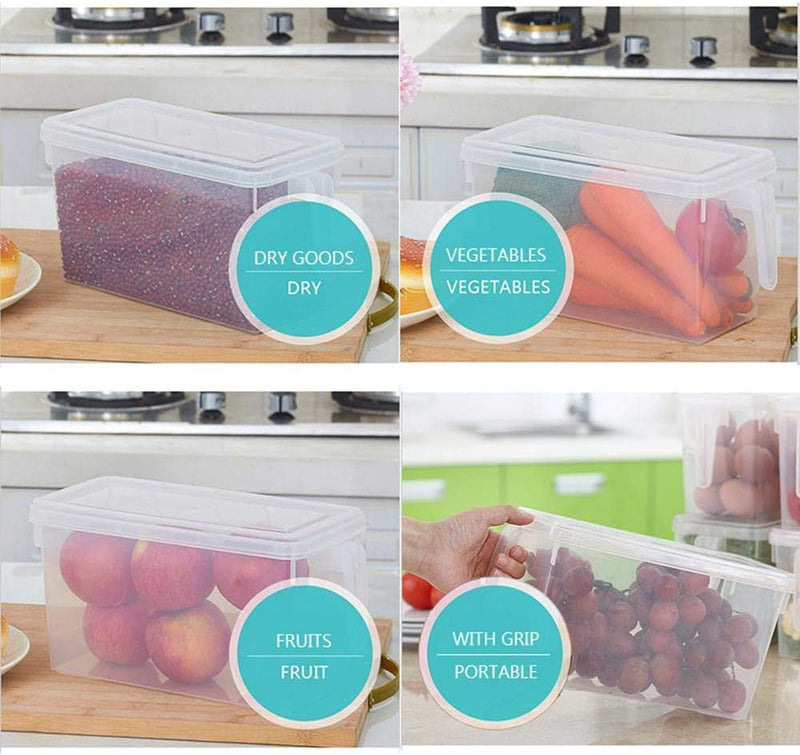 In-House Food Storage Boxes With Lids Freezer Safe Volwco 3 Pcs 4.7L Large Plastic Kitchen Refrigerator Stackable Food Fruit Storage Containers With Handle(Assorted Colours), Na-37746