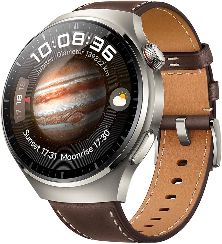 Watch 4 Pro Smartwatch, Spherical Sapphire Glass, Health at a Glance, eSIM Cellular calling, Fresh-new Activity Rings, 21-Day Battery Life, ECG Analysis, Compatible with Andriod & iOS, Brown