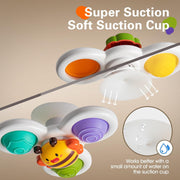 SKY-TOUCH 3PCS Suction Cup Spinner Toys for Toddlers 12M+, Pressable Baby Sensory Fidget Bath Toys, Stress Relief Toys with Strong Suction for High Chair, Car Window, Travel, Fine Motor Skills