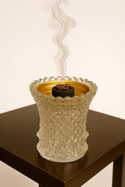 Crystal Glass Bakhoor Burner Oud burner Incense Bakhoor Charcoal Burner مبخرة عود,مبخرة بخور Frankincense Burner Madkhan Mabkhara Bakhoor Gold Incense Burner (Clear)