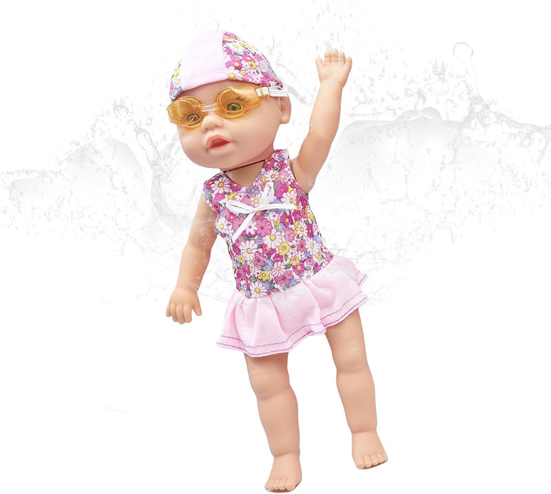 Bath Swimming Doll Toy, Baby Doll for Bathtub, Waterproof Bathtub Pool Floats, Battery-Powered Bathtub Toy Floating Swimming Figure for Beach Pool Outdoor Indoor