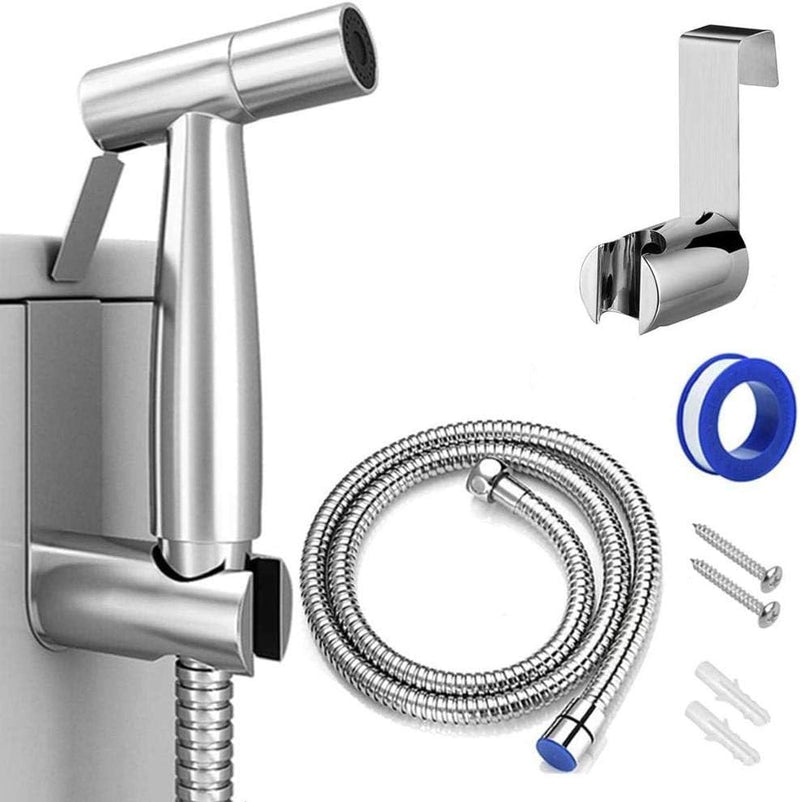Rubik Bidet Spray Shower Handheld Sprayer for Toilet, Stainless Steel 1.5M Head Hose and Holder for Self Cleaning Muslim Shattaf Pipe Set Perfect for Bathroom Cloth Diaper Washing