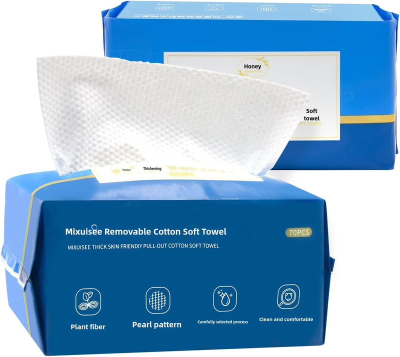 Disposable face towel .cosmetic cotton wool, 100% pure cotton,Extra thick 150%.soft cleaning towel, suitable for sensitive, makeup remover, face wash.face towels.clean towels (Extra thick 140 bars)