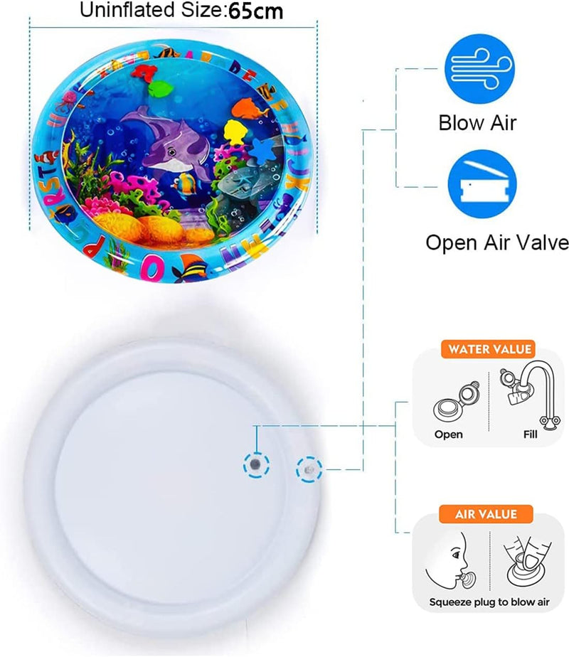 Baby Water Mat, Water Baby Game mat, Inflatable Baby Play Mat and Toddlers is The Perfect Fun time Play Activity Center Your Baby's Stimulation Growth, multi color