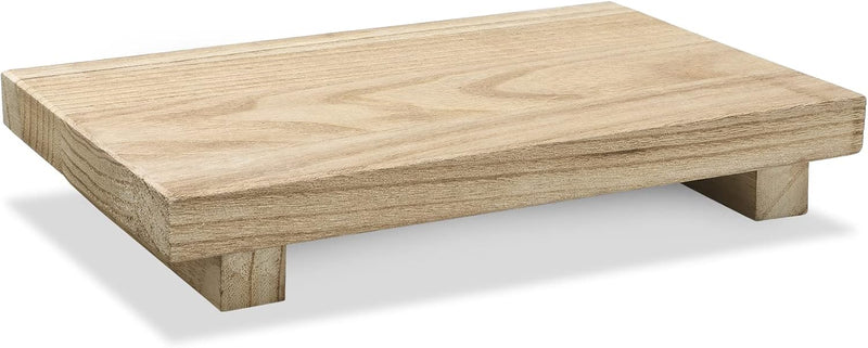 Nuogo Wood Riser Tray Soap, Stand Soap Tray for Kitchen Sink, Wood Pedestal for Kitchen Counter Sink Stand Decorative Rustic Bathroom Dishes for Plant Bottles Candles Display (Natural, 9 x 6 Inch)