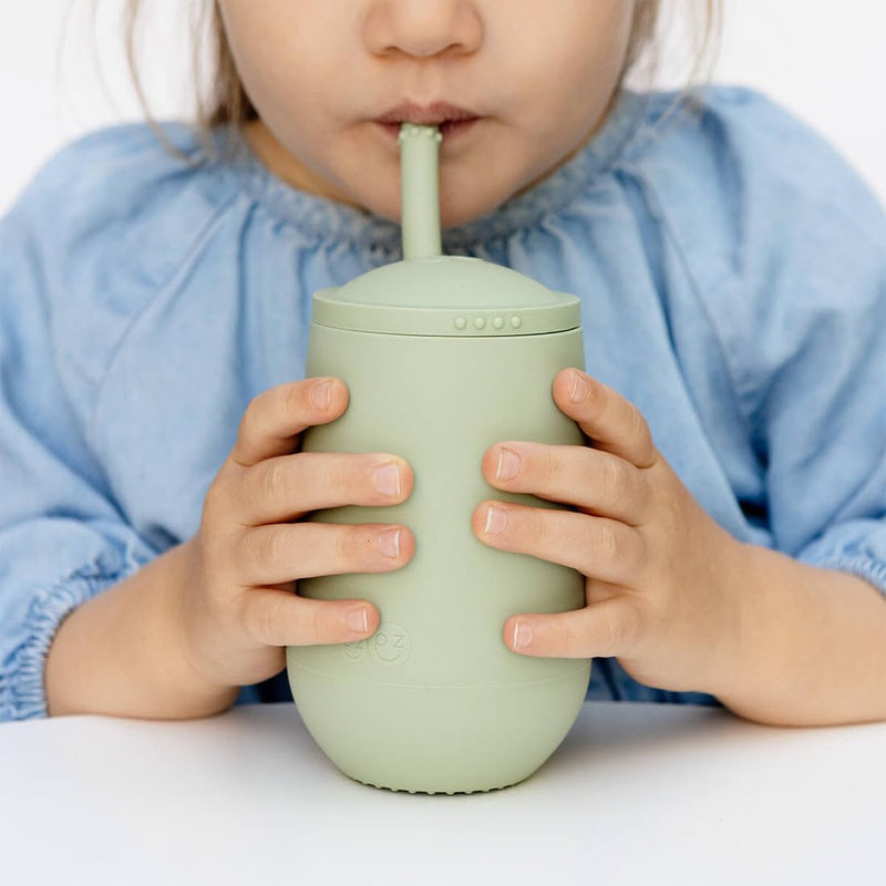 ezpz Mini Cup + Straw Training System - 100% Silicone Training Sippy Cup for Infants + Toddlers - Designed by a Pediatric Feeding Specialist (Blush)