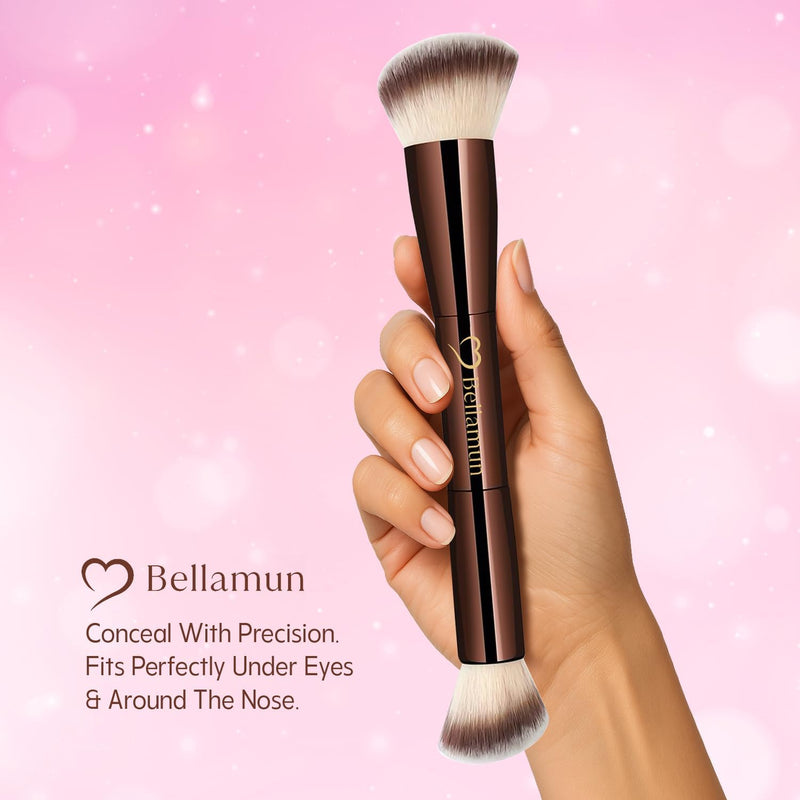 Bellamun Professional Makeup Brushes | Vegan & Cruelty-Free | High-Performance Tools for Foundation, Blush, Bronzer, Contour, Concealer & Powder Application (Dual Tip Pro Makeup Brush)