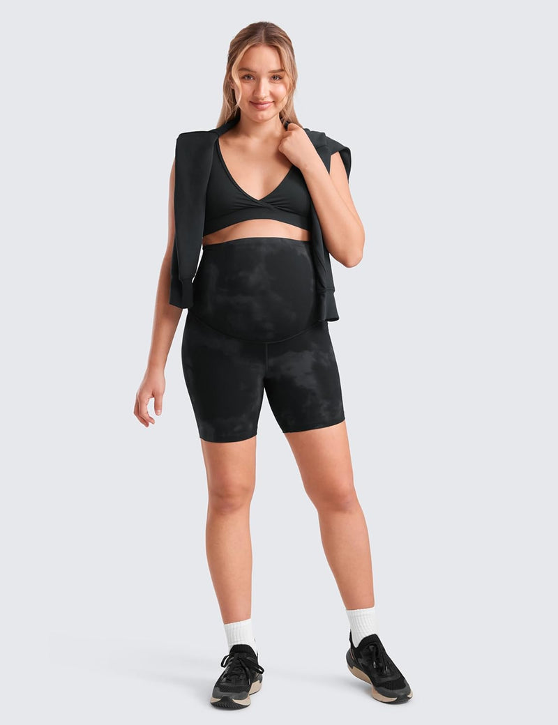 CRZ YOGA Womens Butterluxe Maternity Yoga Biker Shorts Over The Belly 4" / 6" - Pregnancy Workout Running Athletic