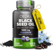 Black Seed Oil Capsules, 90 Days Supply, 2% Thymoquinone, Non-GMO, Gluten Free, Cold Pressed Black Cumin Pills, Nigella Sativa Supports Immune System, Joints, Hair Growth, Skin