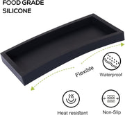 Small Silicone Bathroom Vanity Tray Rectangle Soap and Sponge Holder Kitchen Sink Organizer for Scrubber, Lotion Bottles, Perfume, Jewelry, Candle, Key Trinket Ring, Black - Black 20 x 10 x 1.8 cm