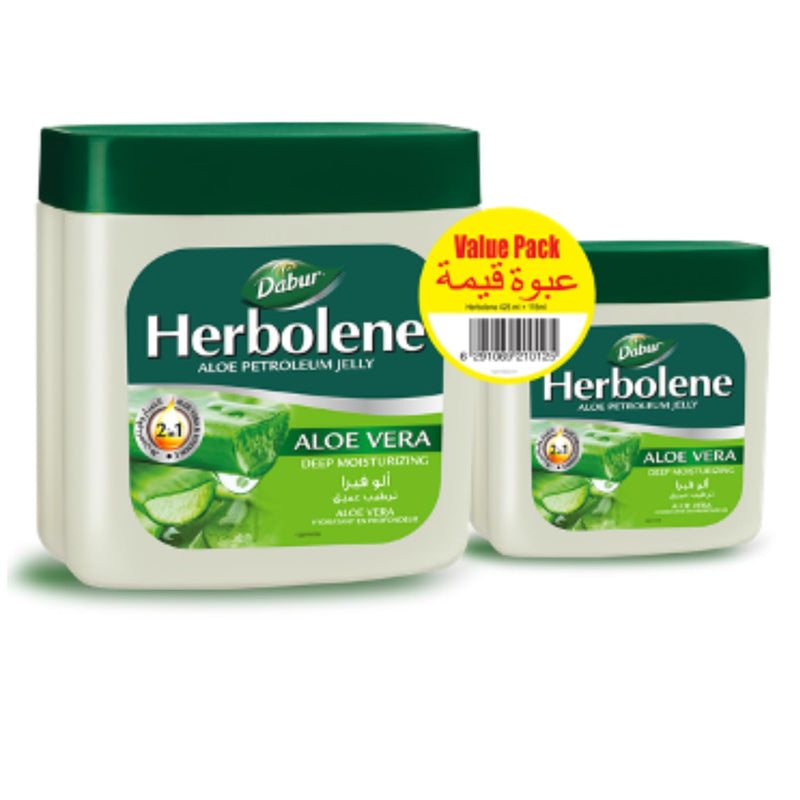 Dabur Herbolene Aloe Vera Petroleum Jelly (425 + 115 ml Free) | Enriched with Aloe Vera and Vitamin E | For Dry and Rough Skin or Chapped Lips | Value Pack
