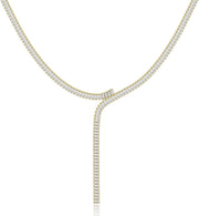 14K Gold Plated Dainty Choker Necklace for Women Girls Snake Chain, Cuban Link, Paperclip, Ball Beaded Chain, Natural Freshwater Pearl Necklace Fashion Jewelry for Gift - CZ Y-shaped