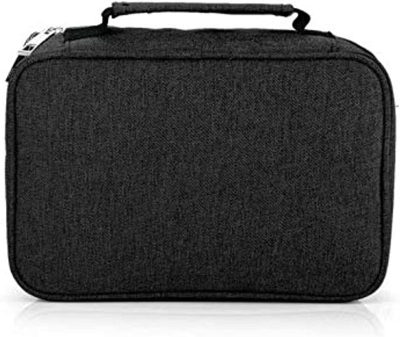 High Capacity Zipper Pens Pencil Case Multi-functional Multi-layer Stationery Pencil Pouch 72 Slots With Handle Strap - Black