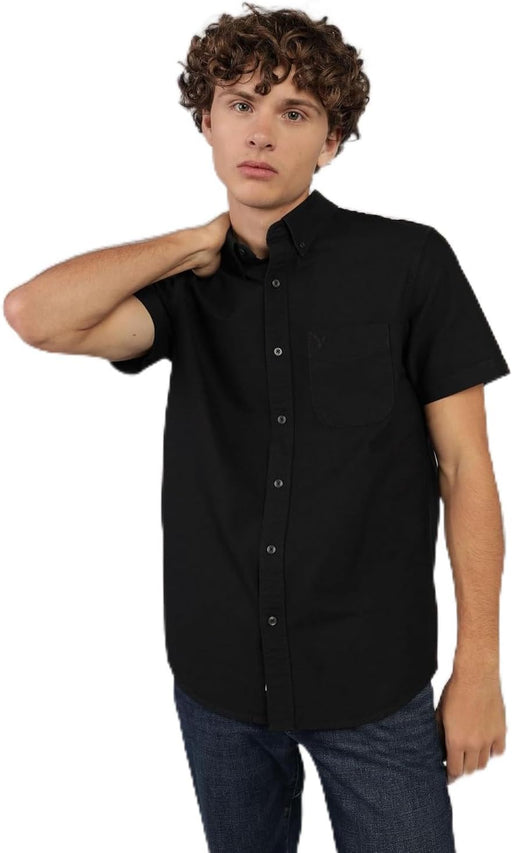 Mens Poolside Button-Up Shirt Modern - Black