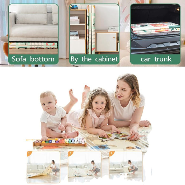 AM ANNA Baby Floor Play Mat, 0.6 in Thicker Reversible Foldable Baby Play Mat,Extra Large Play Mat for Baby Waterproof Non Toxic Anti-Slip Reversible Foam Playmat for Baby Toddlers Kids(79"x71")