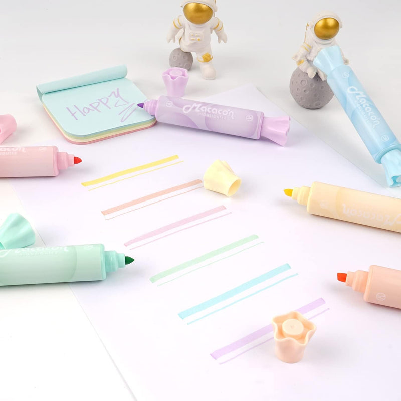 Candy Shape Highlighters, Chisel Tip, Water-Based, Quick-Drying, Smooth Writing 6 Macaron Colors
