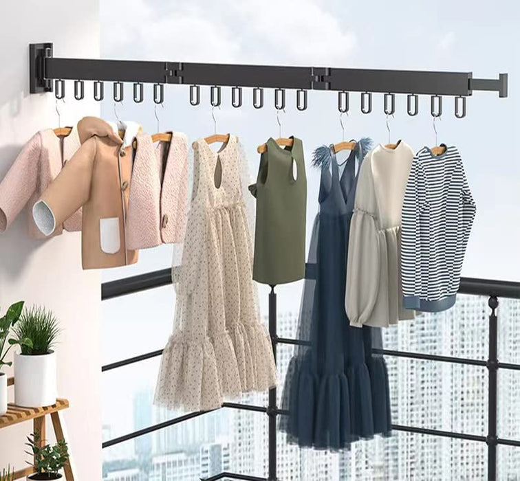 TTEDOYE Folding Clothes Hanger Wall Mount Cloth Drying Rack Retractable Home Laundry Clothesline For Balcony Bedroom Trifold Hole free clothes rack