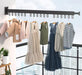 TTEDOYE Folding Clothes Hanger Wall Mount Cloth Drying Rack Retractable Home Laundry Clothesline For Balcony Bedroom Trifold Hole free clothes rack