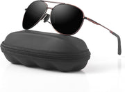 Aviator Sunglasses for Men Polarized Women UV Protection Lightweight Driving Fishing Sports Unisex glasses MX208 - Brown Frame Black Lens