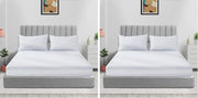 Sleep Well Microfiber Stripe Fitted Sheet with Pillowcase Set - 90x200+17cm (Beige) - White 120x200+17cm (Pack of 2)
