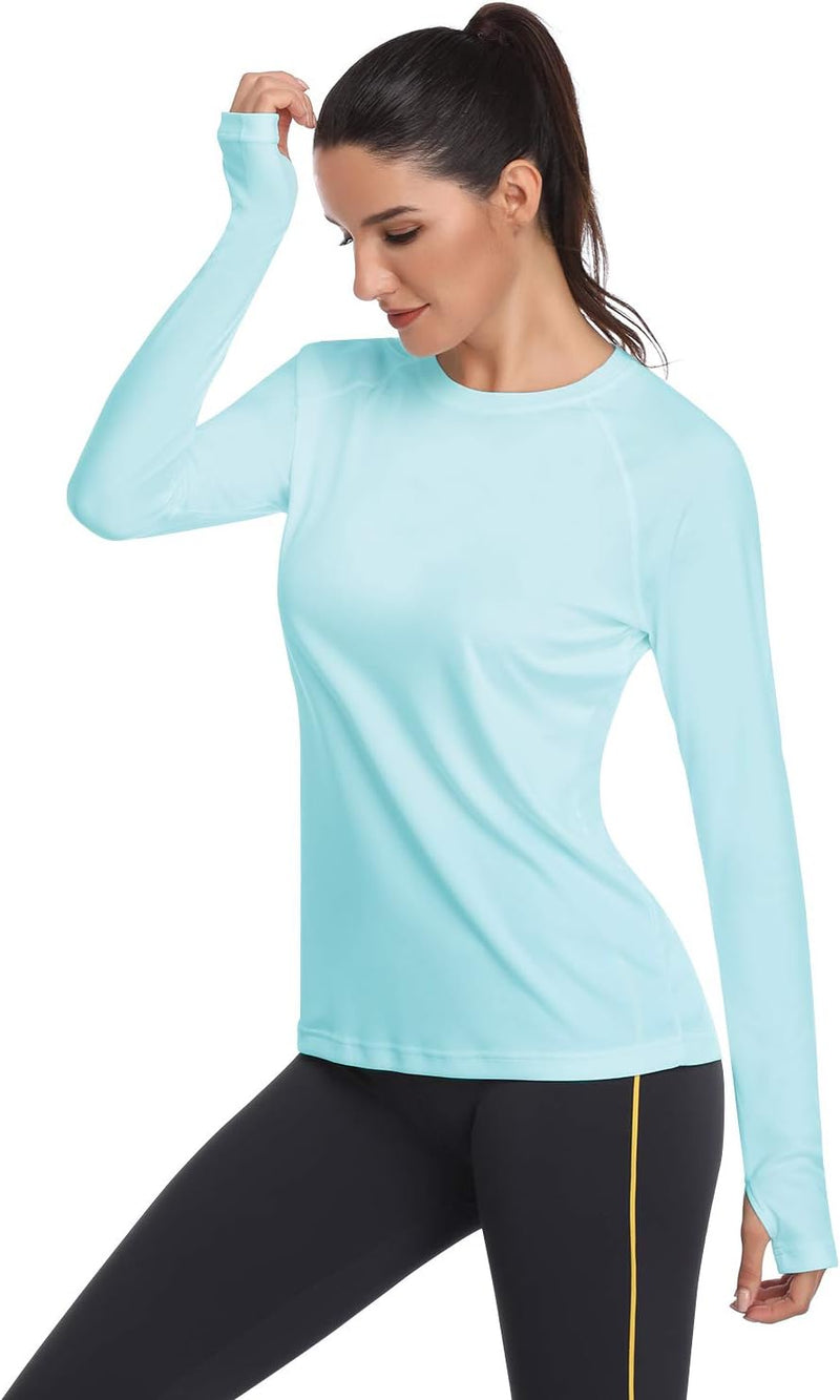 Women's UPF 50+ Sun Protection Long Sleeve Shirts Outdoor Hiking Fishing Tops - Long Sleeve-light Green