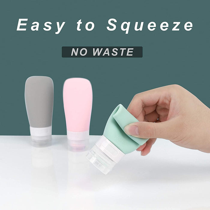 AMERTEER Portable Travel Bottles for Toiletries - TSA Carry On Approved Toiletries Containers, 90ml Leak Proof Squeezable Silicone Tubes, Refillable Liquid Containers for Shampoo, Body Lotion, etc