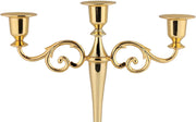 3 Arms Candle Holder, Metal European 3 Stands Candle Holder, for Wedding and Candlelight Dinner(Golden)