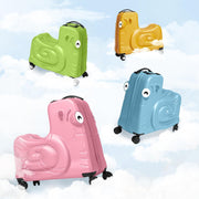 Kids Ride-On Luggage with Spinner Wheels - 20" Carry-On Trolley Suitcase with Password Lock,Help Your Child Relax Anti-Rollover Design & Safety Belt for Travel (Pink)