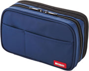 Lihit Lab. Double Zipper Pen Case, 7.9 X 2.8 X 4.7 Inches, Black (A7555-24) - Double: 7.9 x 2.8 x 4.7" Indigo