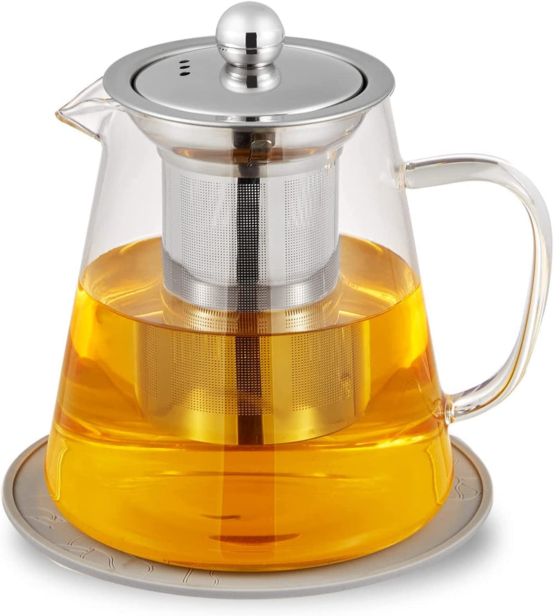 AUTOYSUR Glass Teapot with Infuser Tea Pot 25oz/32oz/43oz Tea Kettle Stovetop Safe Blooming and Loose Leaf Tea Maker Set -1300ml