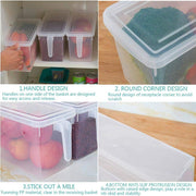 In-House Food Storage Boxes With Lids Freezer Safe Volwco 3 Pcs 4.7L Large Plastic Kitchen Refrigerator Stackable Food Fruit Storage Containers With Handle(Assorted Colours), Na-37746