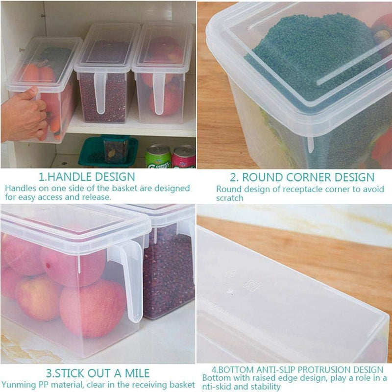 In-House Food Storage Boxes With Lids Freezer Safe Volwco 3 Pcs 4.7L Large Plastic Kitchen Refrigerator Stackable Food Fruit Storage Containers With Handle(Assorted Colours), Na-37746