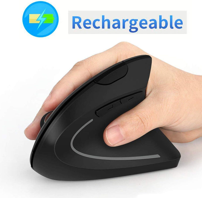 MICROWARE Rechargeable 2.4ghz Wireless Vertical Ergonomic Mouse 800-1600 Dpi Optical Mouse 6 Buttons and Portable Office Gaming Cordless Mice with A USB Receiver for Pc Computer Laptop for Right Hand