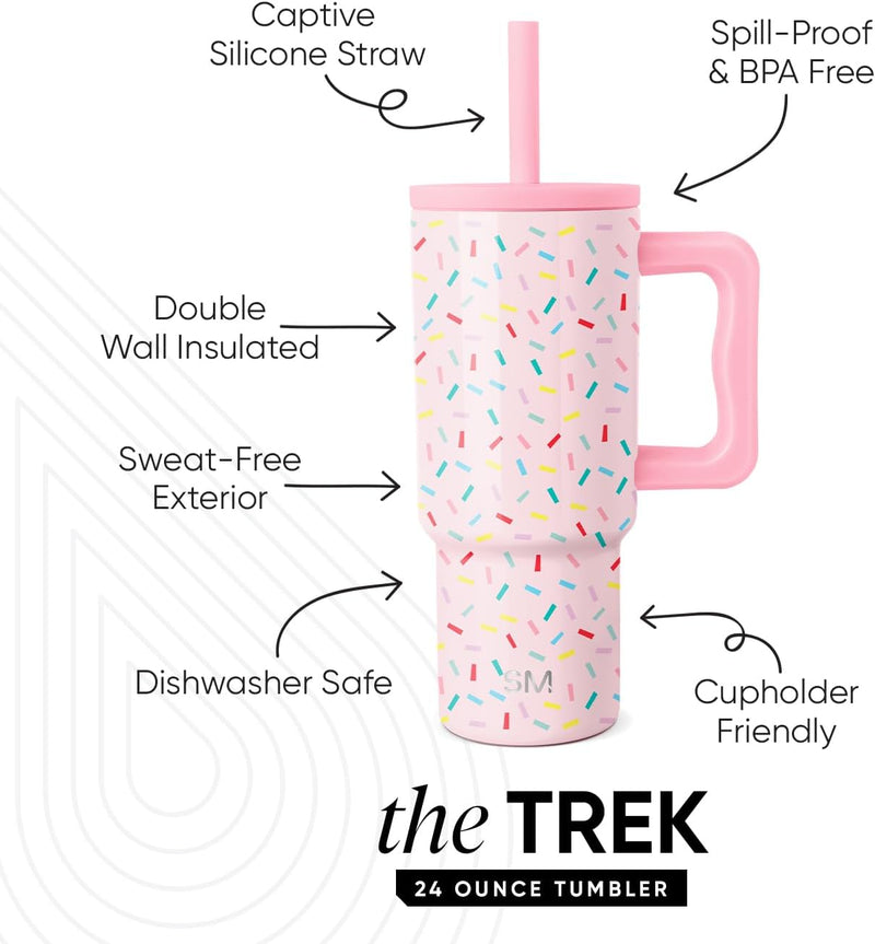 Simple Modern Kids 24 oz Tumbler with Handle and Silicone Straw Lid | Spill Proof and Leak Resistant | Reusable Stainless Steel Bottle | Gift for Kids Boys Girls | Trek Collection | Asteroid