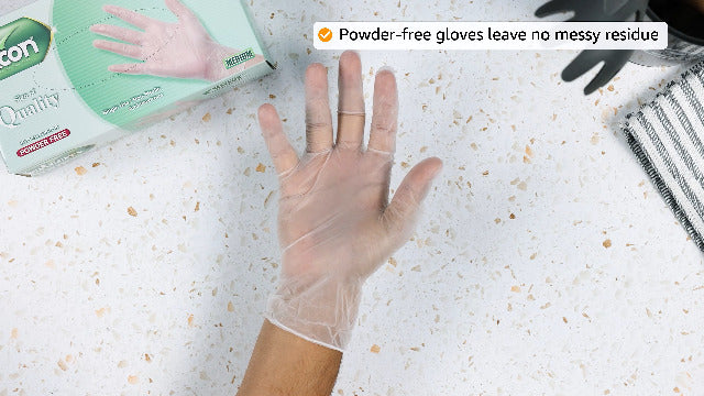 Falcon EZUK Vinyl Gloves - Clear Powder Free Medium (2 Packs x 100 Pieces)