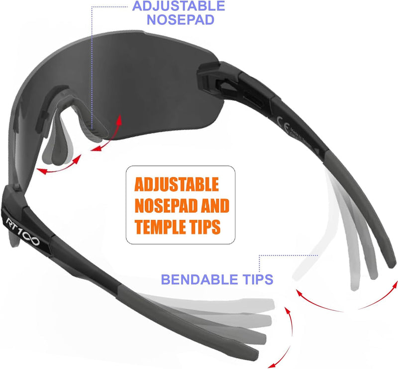 RT100 RIDE YOUR WAY Professional wrap around Frameless Cycling Sunglasses for Men and Women